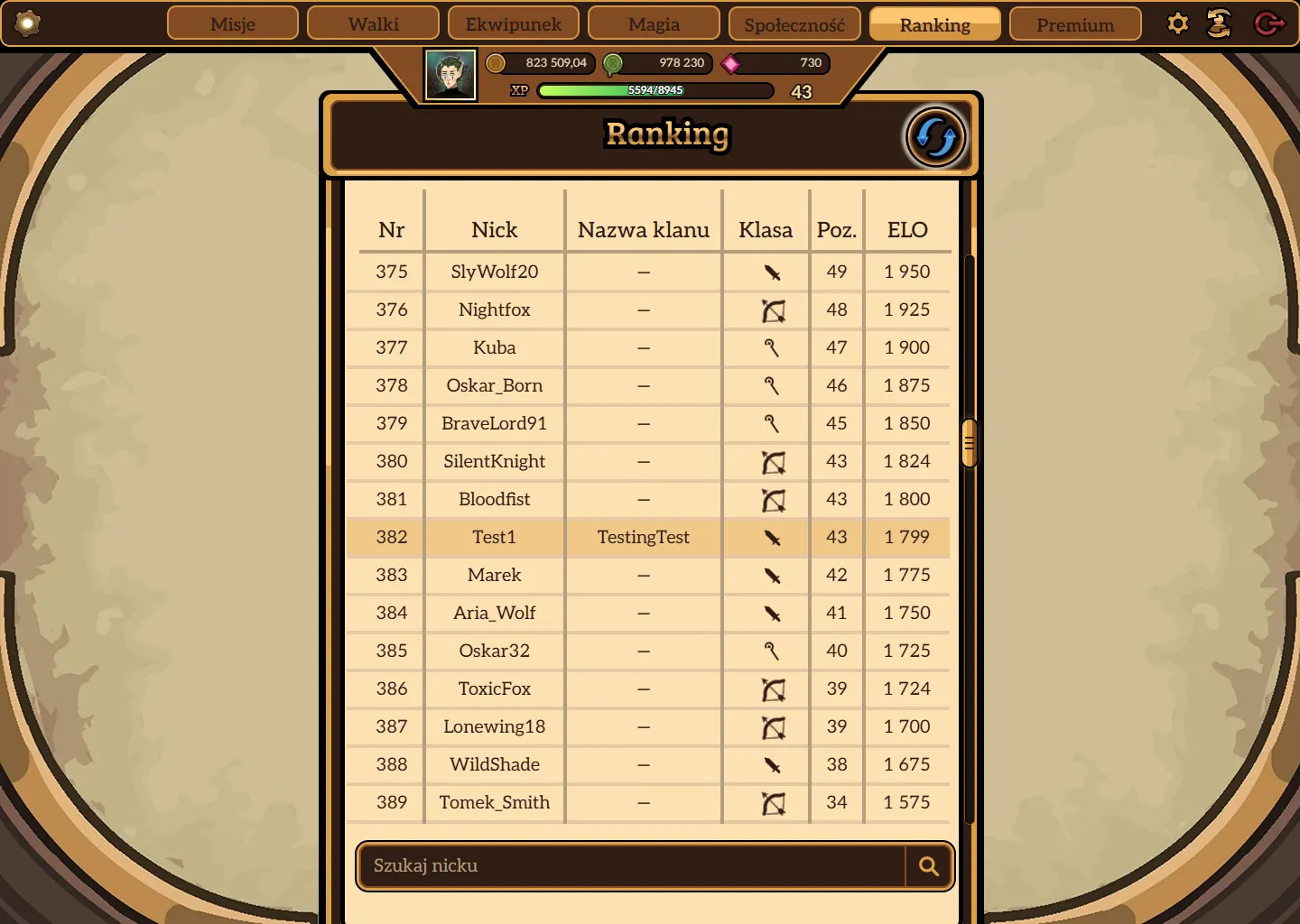 Ranking graczy